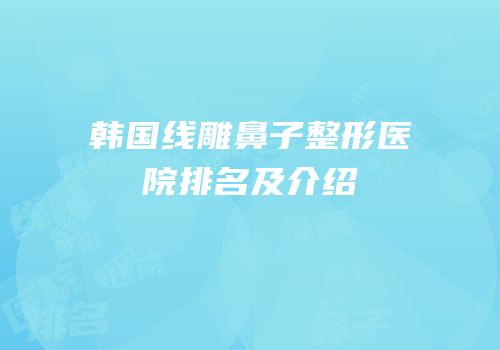 韩国线雕鼻子整形医院排名及介绍