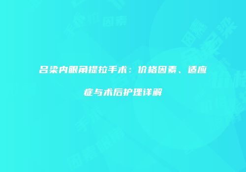 吕梁内眼角提拉手术：价格因素、适应症与术后护理详解