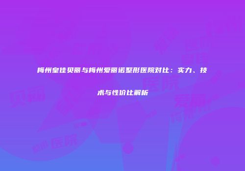 梅州皇佳贝丽与梅州爱丽诺整形医院对比：实力、技术与性价比解析