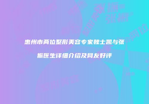 惠州市两位整形美容专家魏士凯与张振医生详细介绍及网友好评