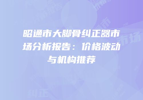 昭通市大脚骨纠正器市场分析报告：价格波动与机构推荐