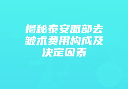 揭秘泰安面部去皱术费用构成及决定因素