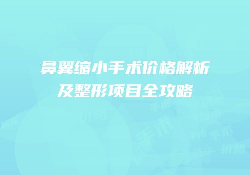 鼻翼缩小手术价格解析及整形项目全攻略
