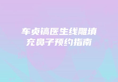 车贞镐医生线雕填充鼻子预约指南