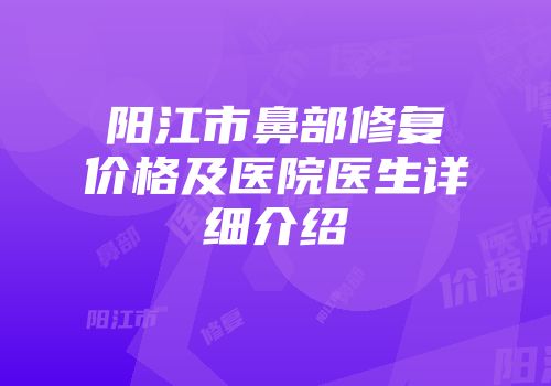 阳江市鼻部修复价格及医院医生详细介绍