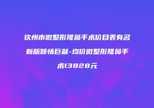 钦州市微整形隆鼻手术价目表有名新版倾情巨献-均价微整形隆鼻手术13828元
