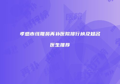 孝感市线雕鼻再补医院排行榜及知名医生推荐