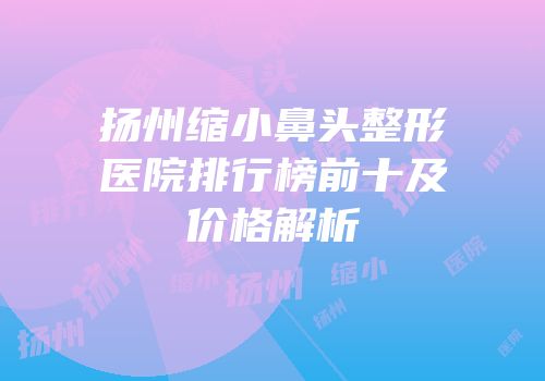 扬州缩小鼻头整形医院排行榜前十及价格解析