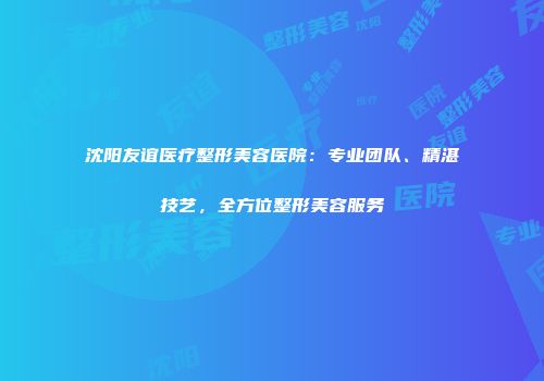 沈阳友谊医疗整形美容医院：专业团队、精湛技艺，全方位整形美容服务