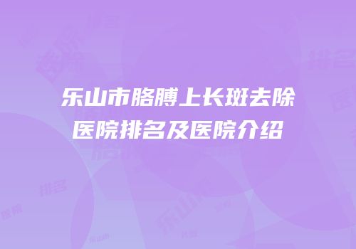乐山市胳膊上长斑去除医院排名及医院介绍