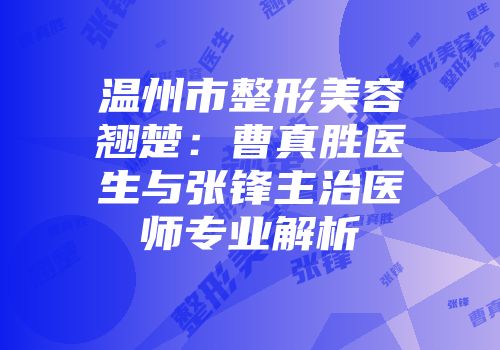温州市整形美容翘楚：曹真胜医生与张锋主治医师专业解析