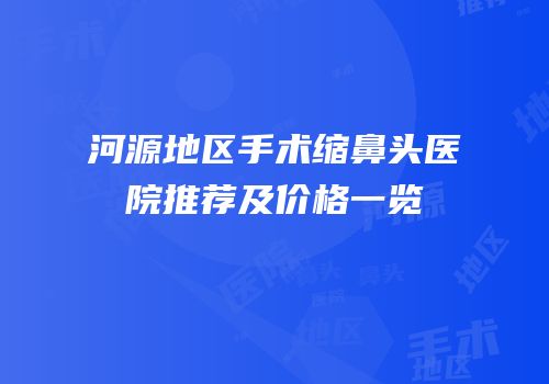 河源地区手术缩鼻头医院推荐及价格一览