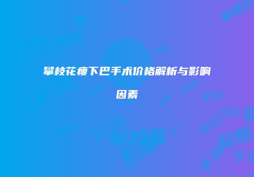 攀枝花瘦下巴手术价格解析与影响因素