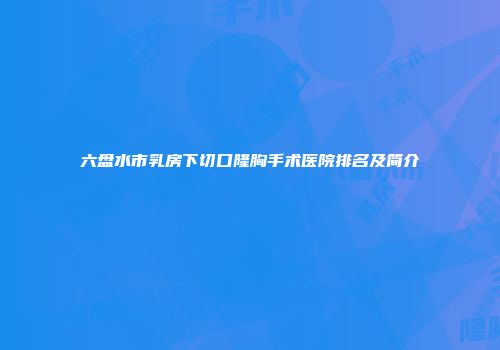 六盘水市乳房下切口隆胸手术医院排名及简介