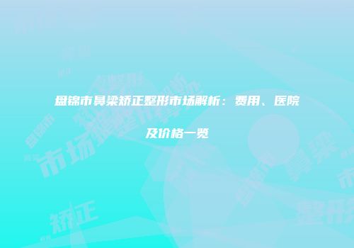 盘锦市鼻梁矫正整形市场解析：费用、医院及价格一览