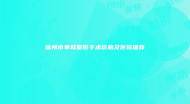 宿州市单耳整形手术价格及医院推荐