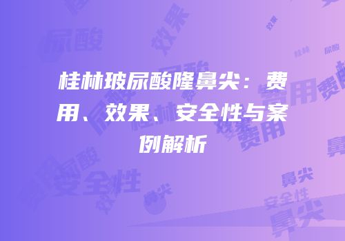 桂林玻尿酸隆鼻尖：费用、效果、安全性与案例解析