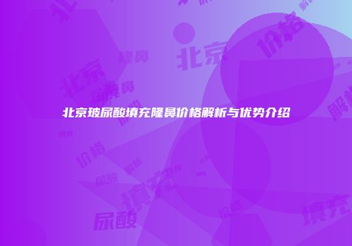 北京玻尿酸填充隆鼻价格解析与优势介绍
