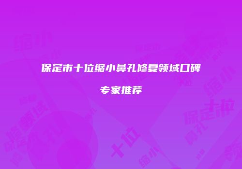 保定市十位缩小鼻孔修复领域口碑专家推荐