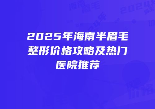 2025年海南半眉毛整形价格攻略及热门医院推荐