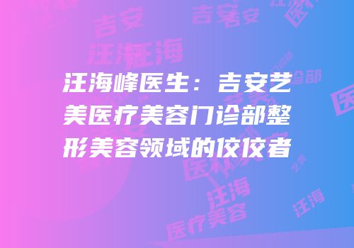 汪海峰医生：吉安艺美医疗美容门诊部整形美容领域的佼佼者