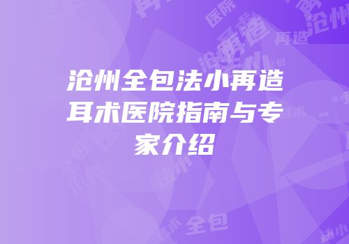 沧州全包法小再造耳术医院指南与专家介绍