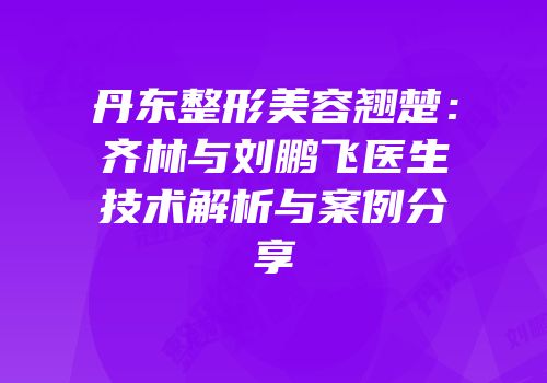 丹东整形美容翘楚：齐林与刘鹏飞医生技术解析与案例分享