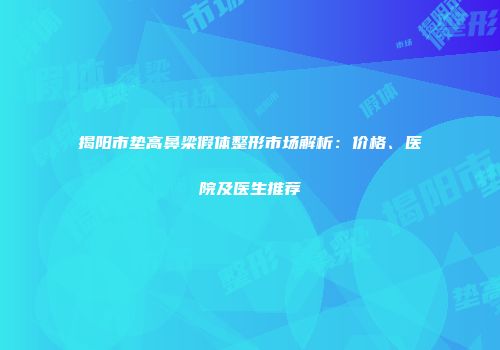 揭阳市垫高鼻梁假体整形市场解析：价格、医院及医生推荐