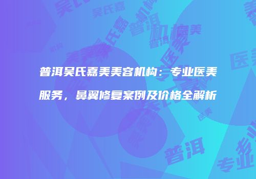 普洱吴氏嘉美美容机构：专业医美服务，鼻翼修复案例及价格全解析