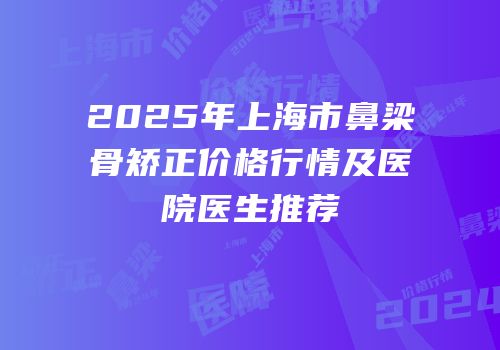 2025年上海市鼻梁骨矫正价格行情及医院医生推荐