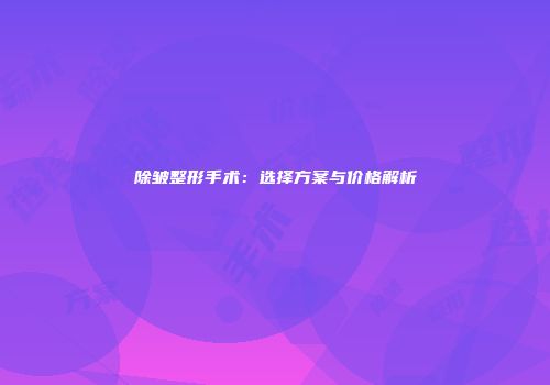 除皱整形手术：选择方案与价格解析