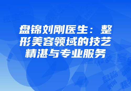 盘锦刘刚医生：整形美容领域的技艺精湛与专业服务
