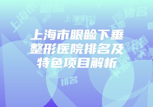 上海市眼睑下垂整形医院排名及特色项目解析