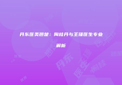 丹东医美翘楚：陶桂丹与王瑾医生专业解析