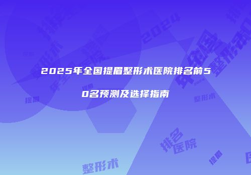 2025年全国提眉整形术医院排名前50名预测及选择指南