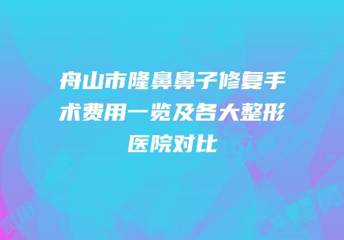 舟山市隆鼻鼻子修复手术费用一览及各大整形医院对比