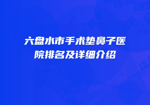 六盘水市手术垫鼻子医院排名及详细介绍