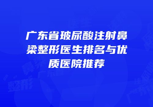 广东省玻尿酸注射鼻梁整形医生排名与优质医院推荐