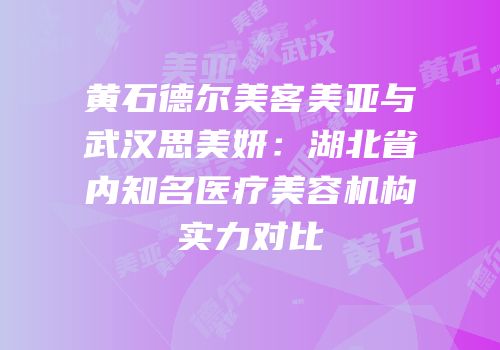 黄石德尔美客美亚与武汉思美妍：湖北省内知名医疗美容机构实力对比