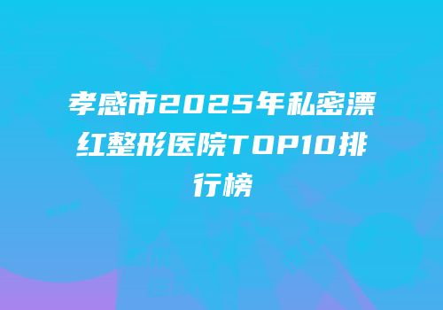 孝感市2025年私密漂红整形医院TOP10排行榜
