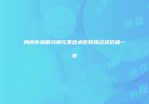 梅州市鼻唇沟填充美容术医院排名及价格一览