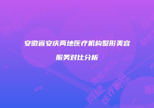 安徽省安庆两地医疗机构整形美容服务对比分析
