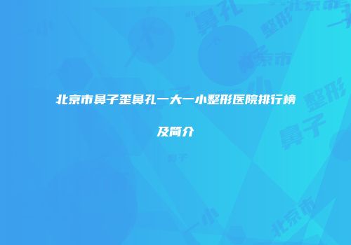 北京市鼻子歪鼻孔一大一小整形医院排行榜及简介