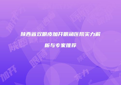 陕西省双眼皮加开眼角医院实力解析与专家推荐