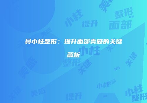 鼻小柱整形：提升面部美感的关键解析