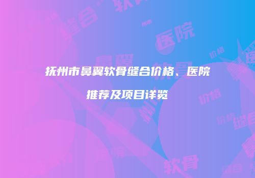抚州市鼻翼软骨缝合价格、医院推荐及项目详览