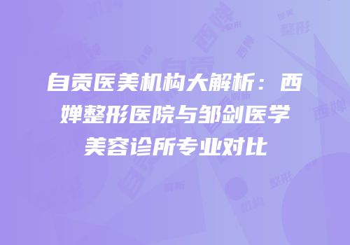 自贡医美机构大解析：西婵整形医院与邹剑医学美容诊所专业对比