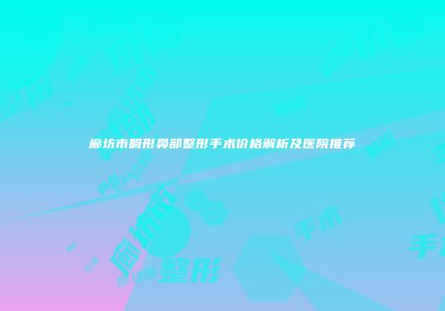廊坊市畸形鼻部整形手术价格解析及医院推荐