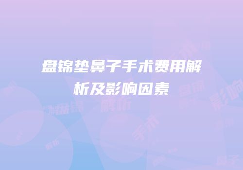 盘锦垫鼻子手术费用解析及影响因素