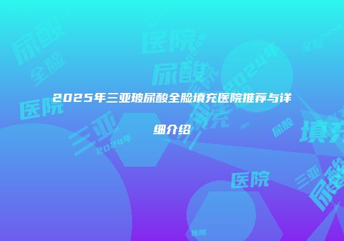 2025年三亚玻尿酸全脸填充医院推荐与详细介绍